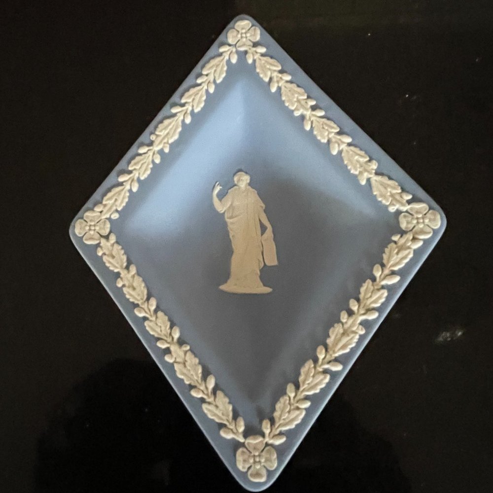 Wedgwood Blue Jasperware Diamond Shape Pin Dish Ring Dish